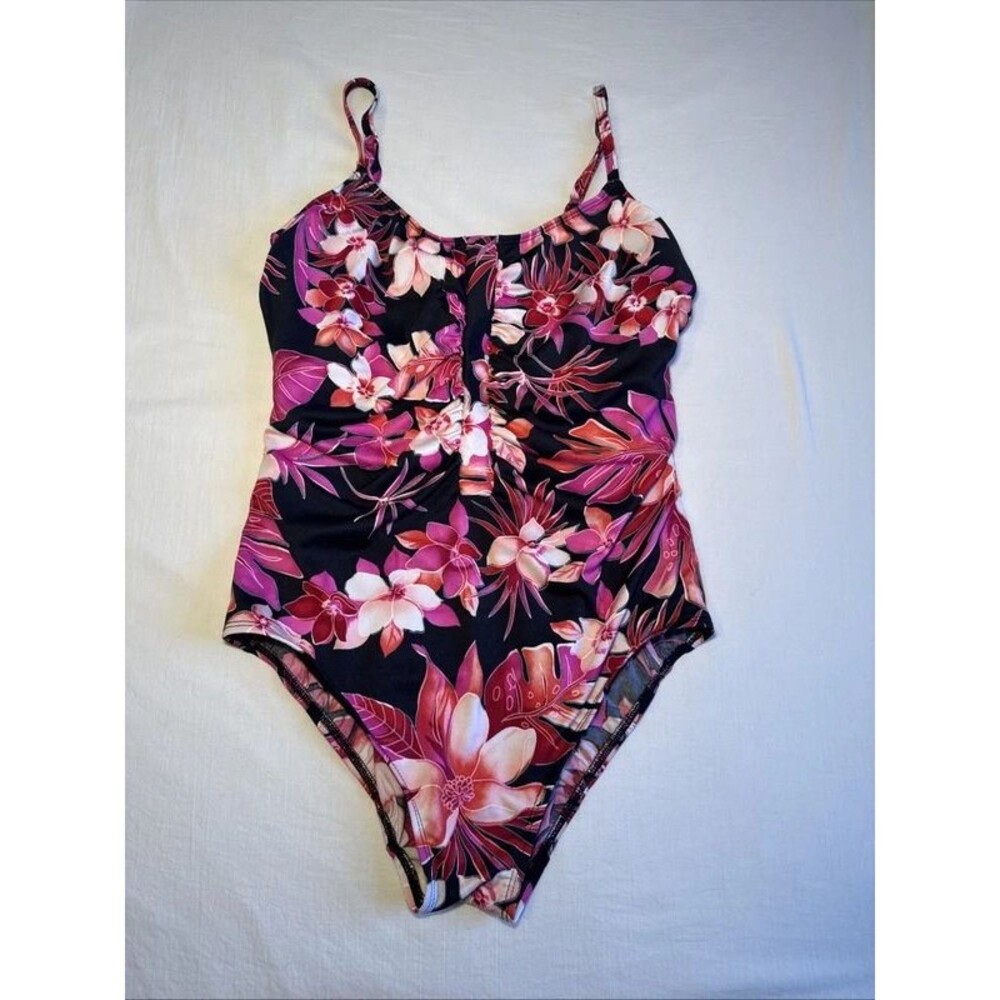 Vintage Roxanne Vibrant Floral One Piece Swimsuit Ladies Size 14 - 38D